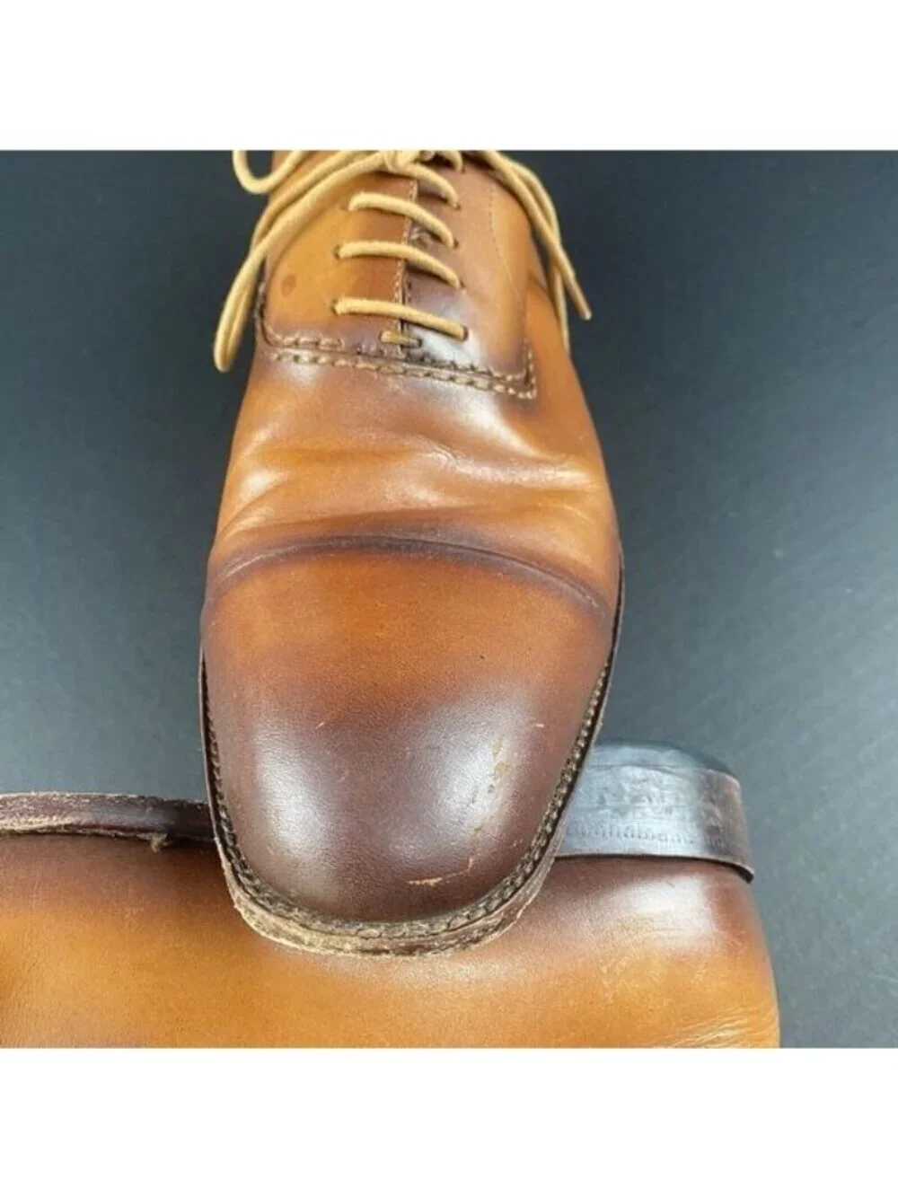 HART SCHAFFNER MARX Size 8 Brown Leather Lace-Up Oxford Men's Shoes HK349S96
